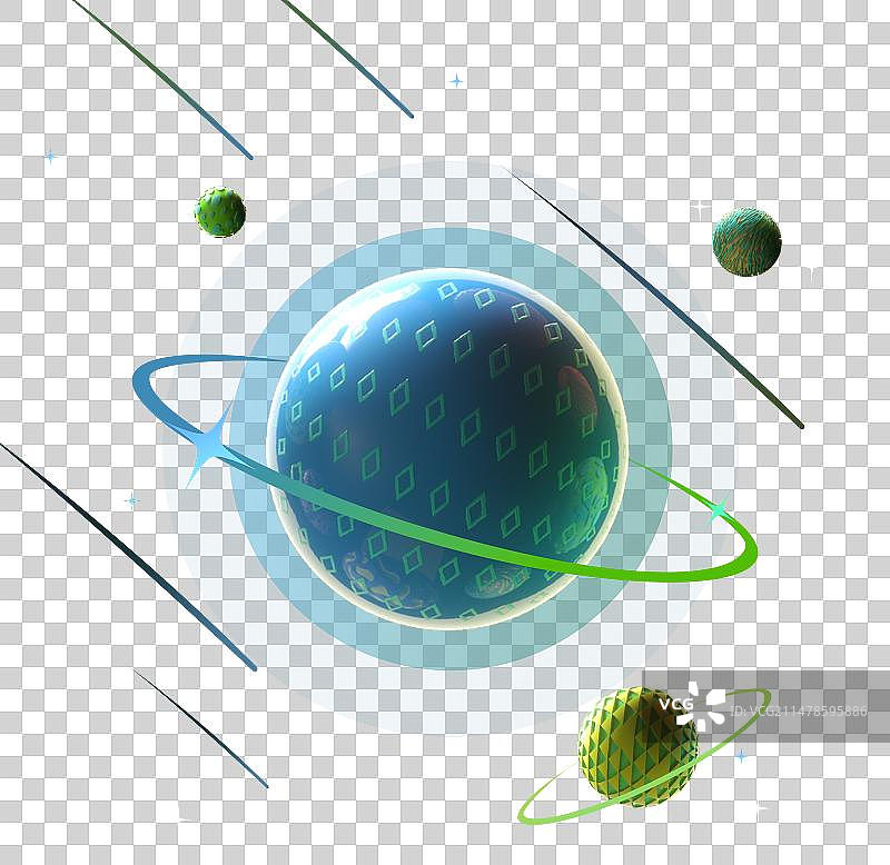 流星划过蓝色和绿色星球图片素材