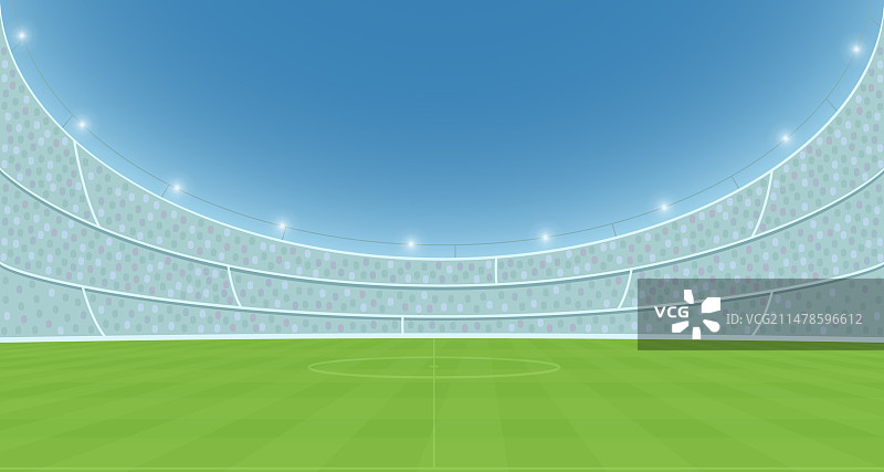 带看台和泛光灯的足球场图片素材