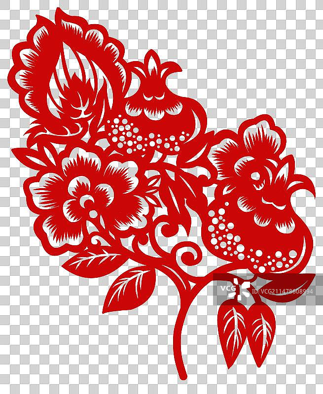 剪纸石榴石榴花中国传统文化雕花刻花吉祥图片素材