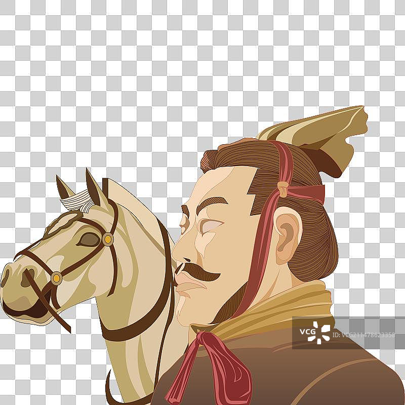 国潮风西安兵马俑元素插画图片素材