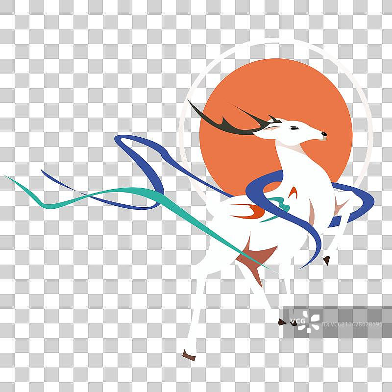 国潮风敦煌壁画九色鹿插画图片素材