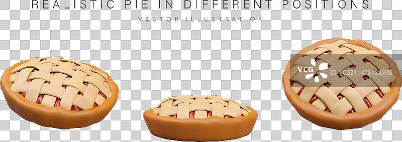 不同位置的逼真圆形美味馅饼图片素材