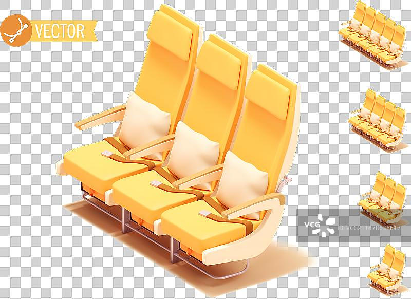 2.5D飞机座椅组合图片素材