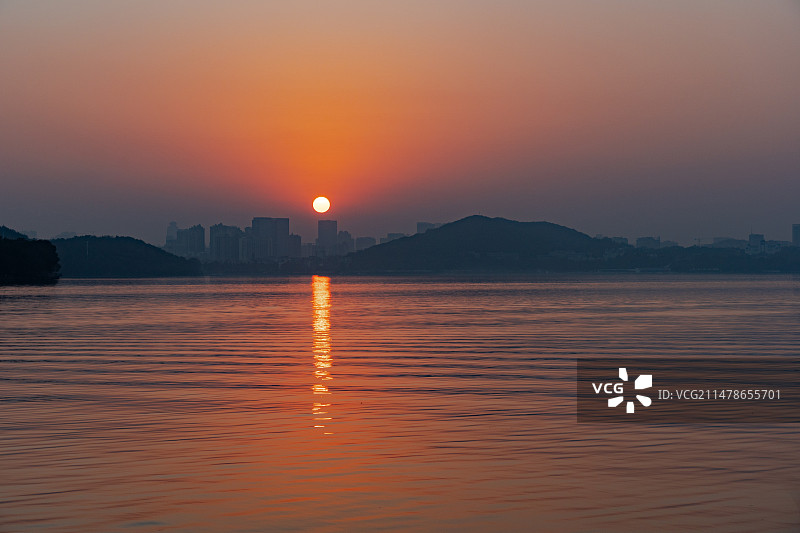 东湖日落图片素材