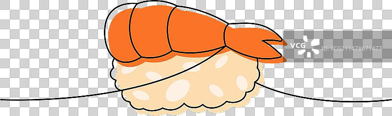 鲜虾寿司单线条彩色插画图片素材