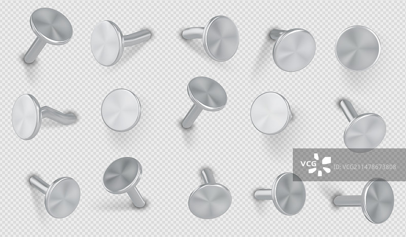 钉在墙上的钢钉或银钉图片素材