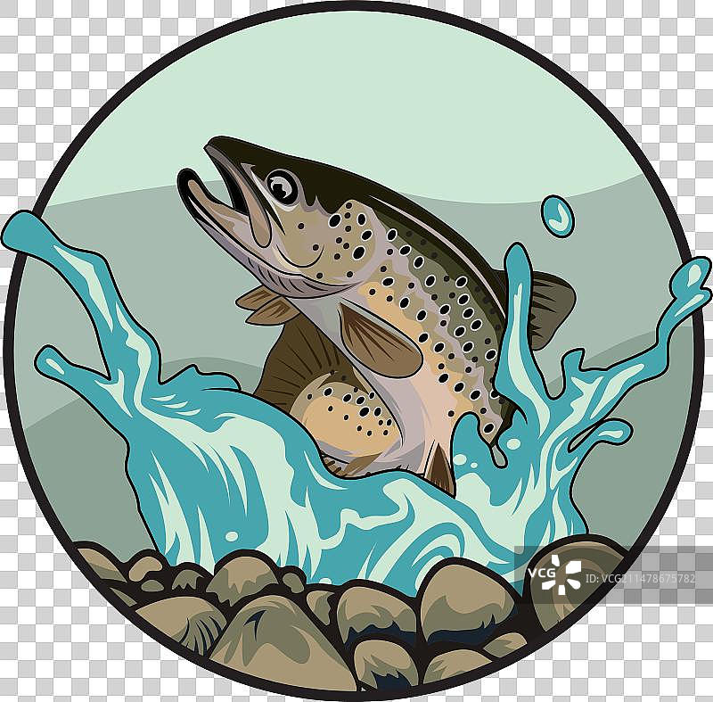 鳟鱼垂钓标志图片图片素材