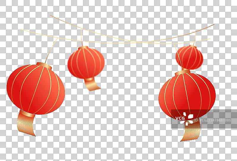 春节新年元宵节红色3D灯笼插画图片素材