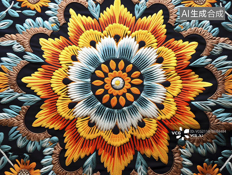 【AI数字艺术】中国苗绣花纹图片素材