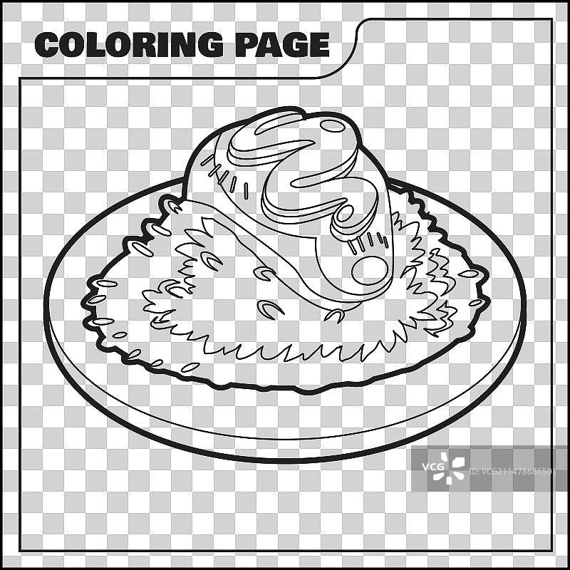 蛋包饭炒饭涂色页图片素材