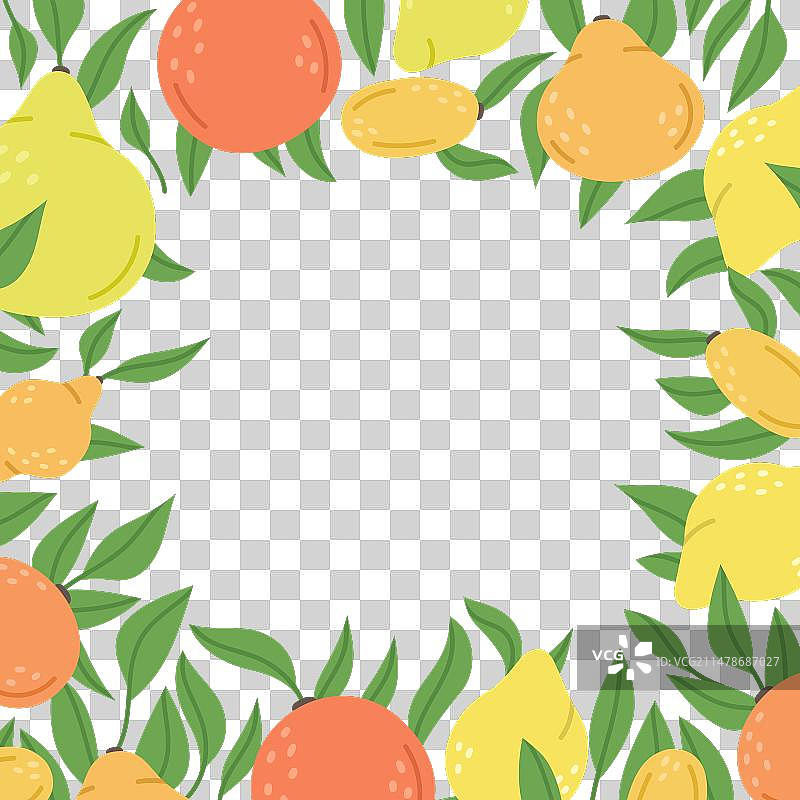 手绘柑橘水果边框（柠檬、橙子）图片素材