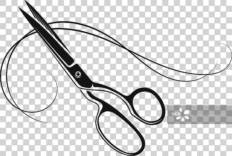 发型师剪刀与美丽的卷发图片素材