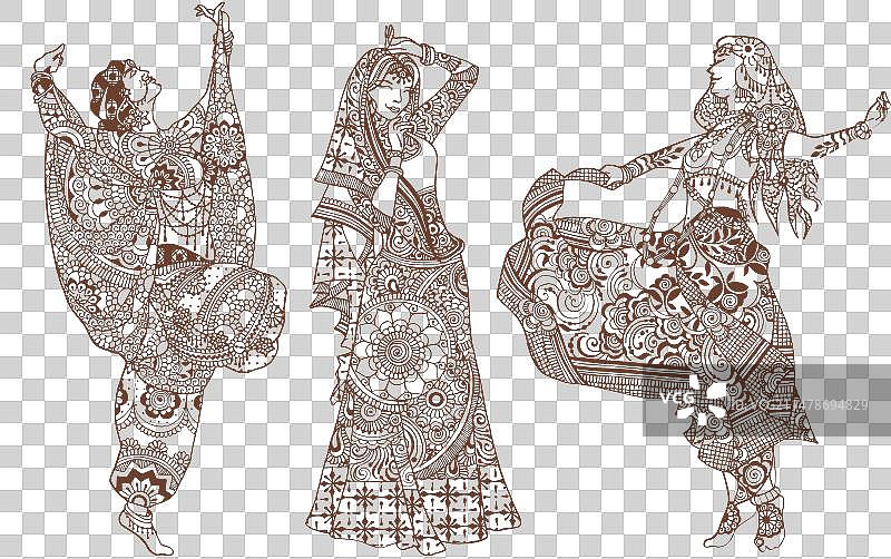 穿着曼海蒂服饰的印度女孩图片素材