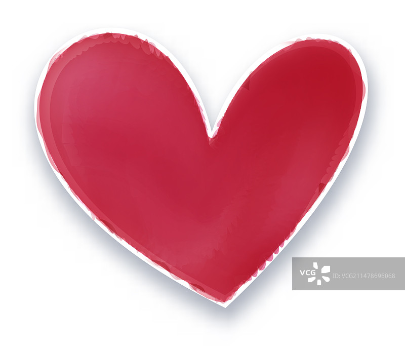 粉色水彩笔刷爱心贴纸图片素材