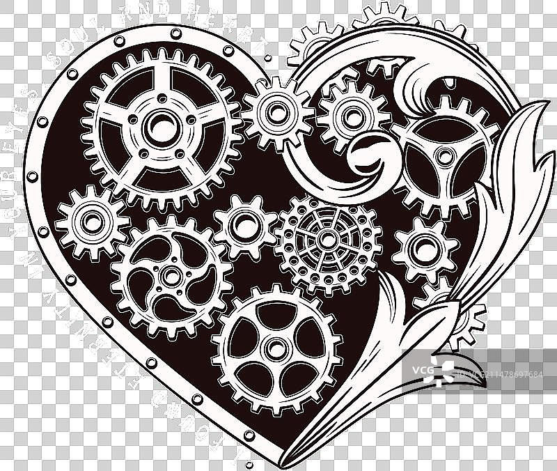 蒸汽朋克风格装饰的爱心图片素材