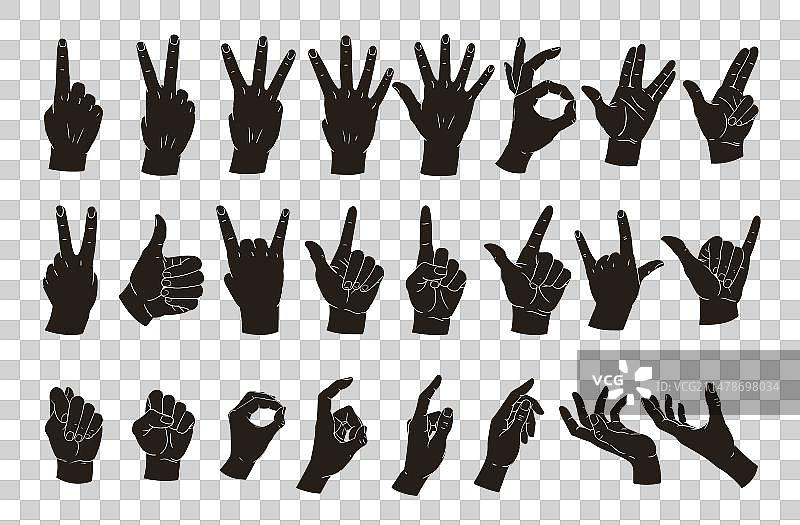 手部剪影卡通手势，和平图片素材