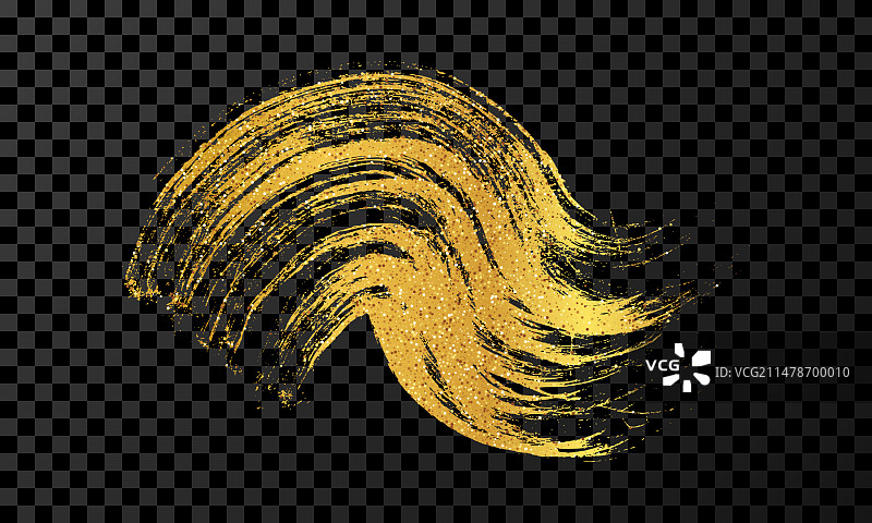 金色波浪纹理笔刷笔触图片素材