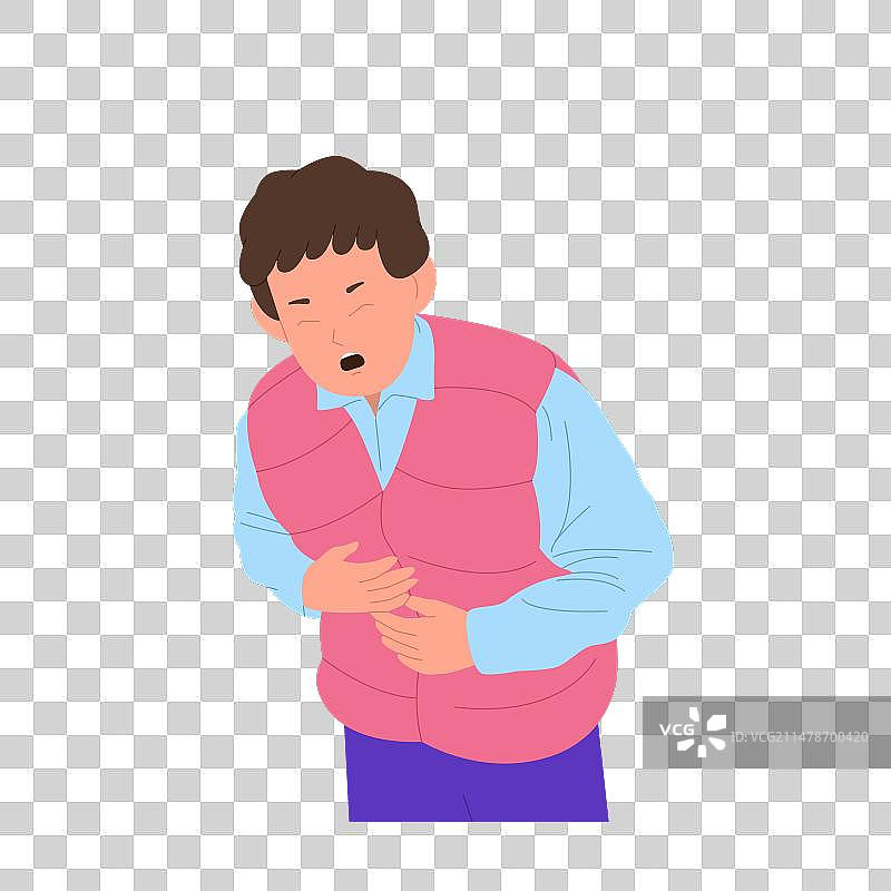想呕吐的生病男孩卡通人物图片素材