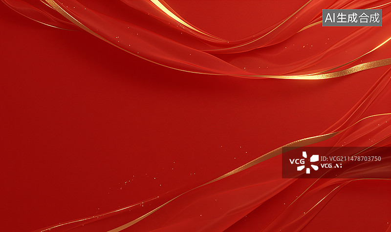 【AI数字艺术】红色丝带国庆节建军节中国红节日插画图片素材
