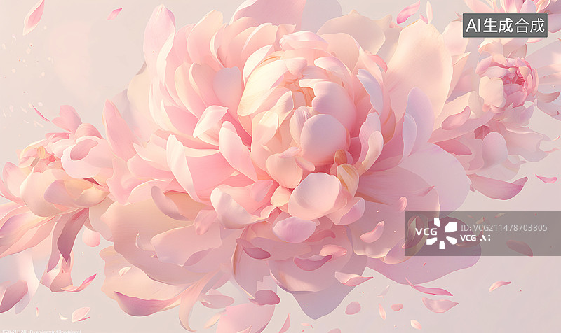 【AI数字艺术】妇女节盛开的粉色牡丹花唯美3D插画图片素材