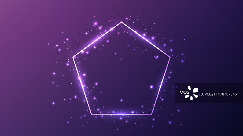 具有闪亮效果的五边形霓虹灯框架图片素材