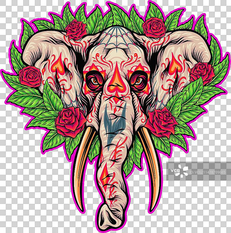 鲜花大象图片素材