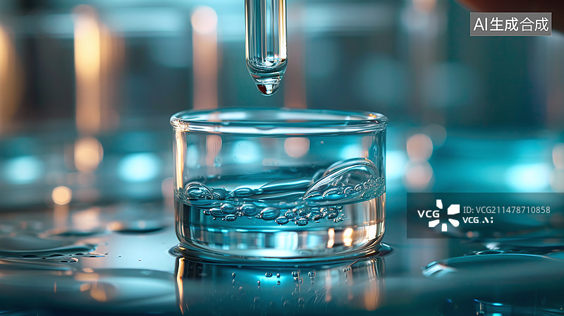 【AI数字艺术】科学家们正在携带蓝色化学试管，为科学实验室中化学成分和生物质量的测定背景图片素材