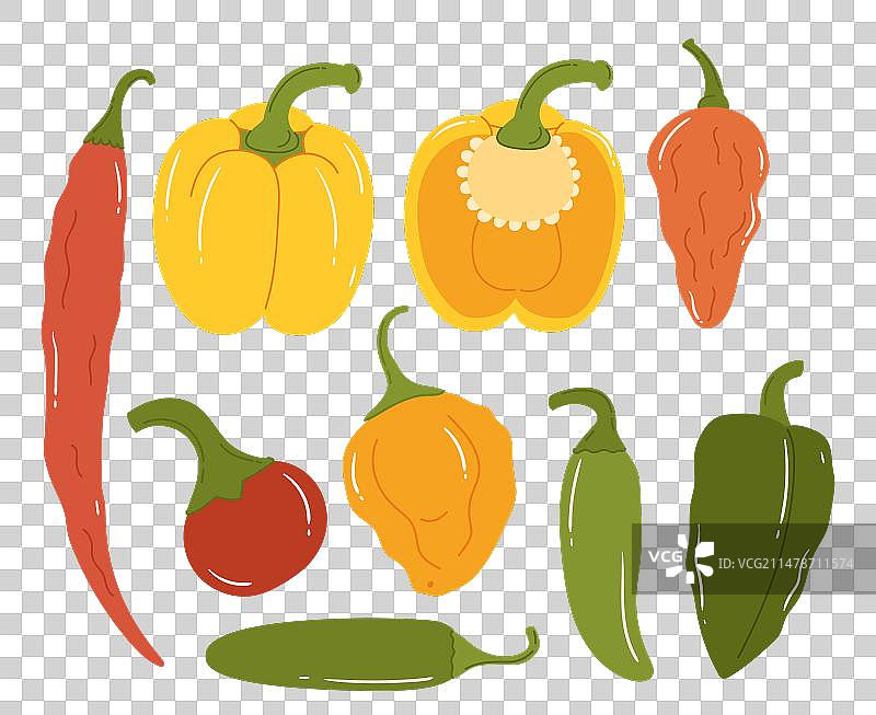 鲜艳的红黄辣椒图片素材