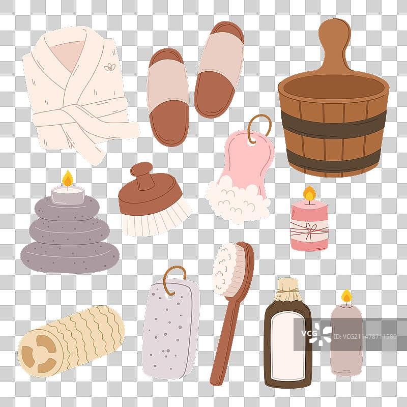 水疗桑拿系列木桶勺子图片素材