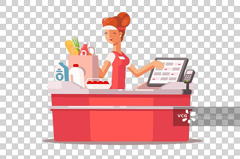 结账台的超市收银员图片素材