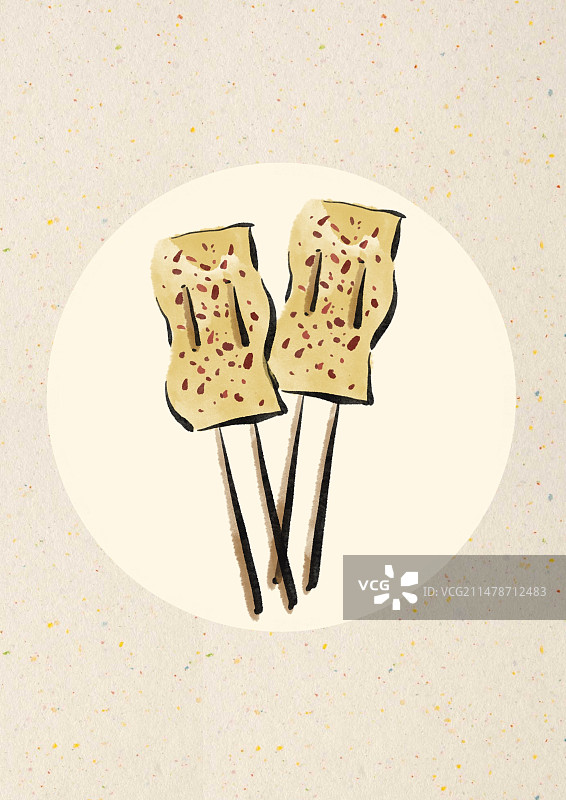 水墨风郑州美食插画-涮豆皮图片素材