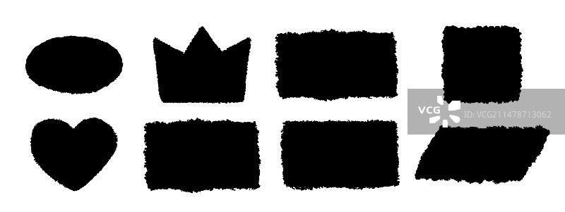 带锯齿的黑色矩形皇冠和心形图片素材