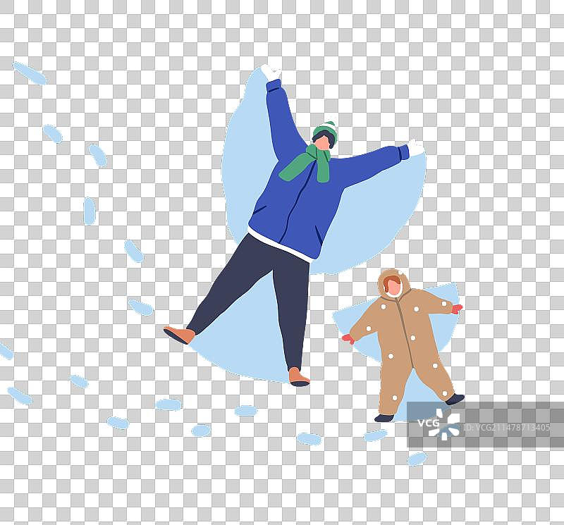 冬日雪地制作雪天使翅膀图片素材