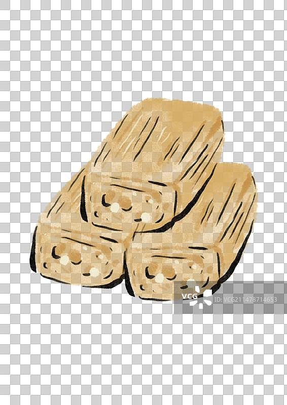 水墨风郑州美食插画元素-花生糕图片素材