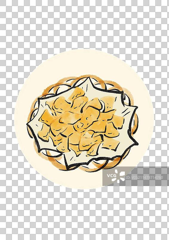 水墨风郑州美食插画元素-油馍头图片素材