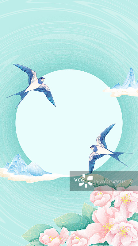 手绘节气插画-春分图片素材