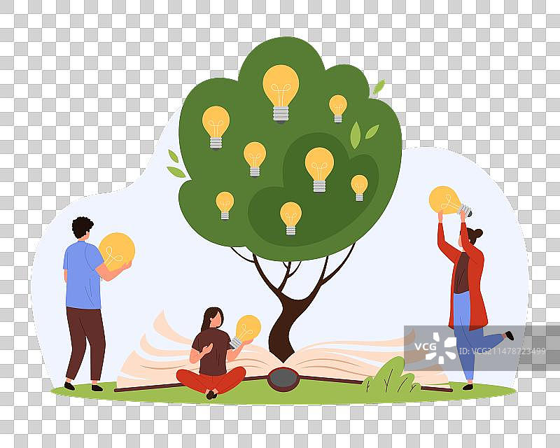 从打开的书本中生长出来的知识树图片素材