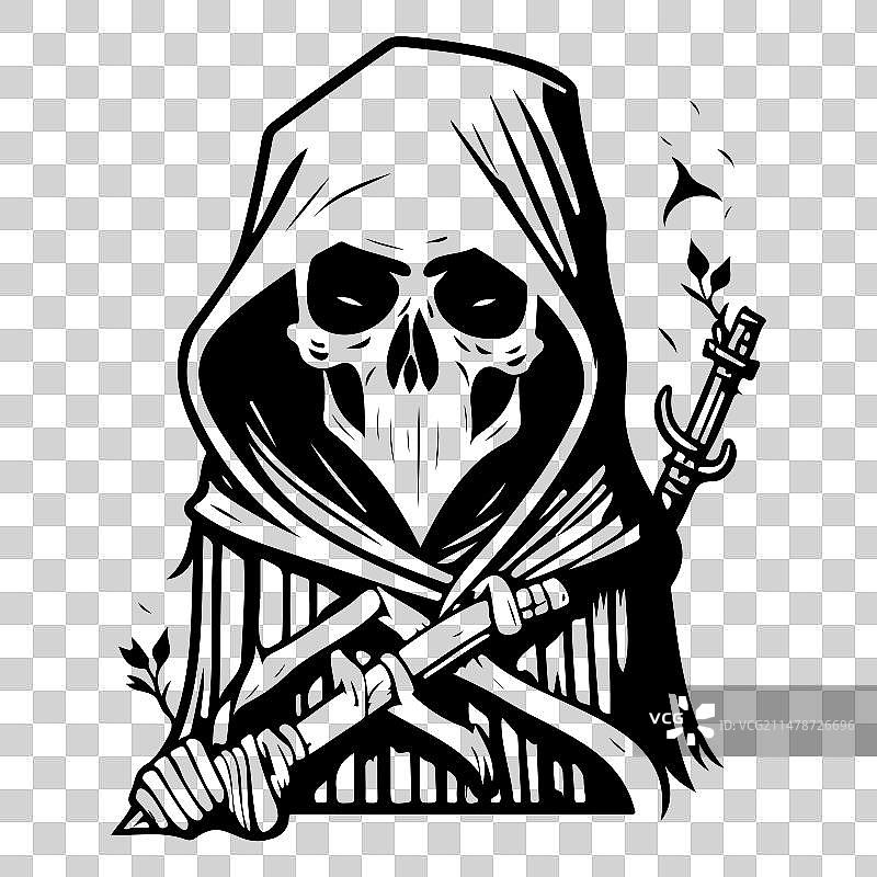 万圣节恐怖死神手绘草图图片素材