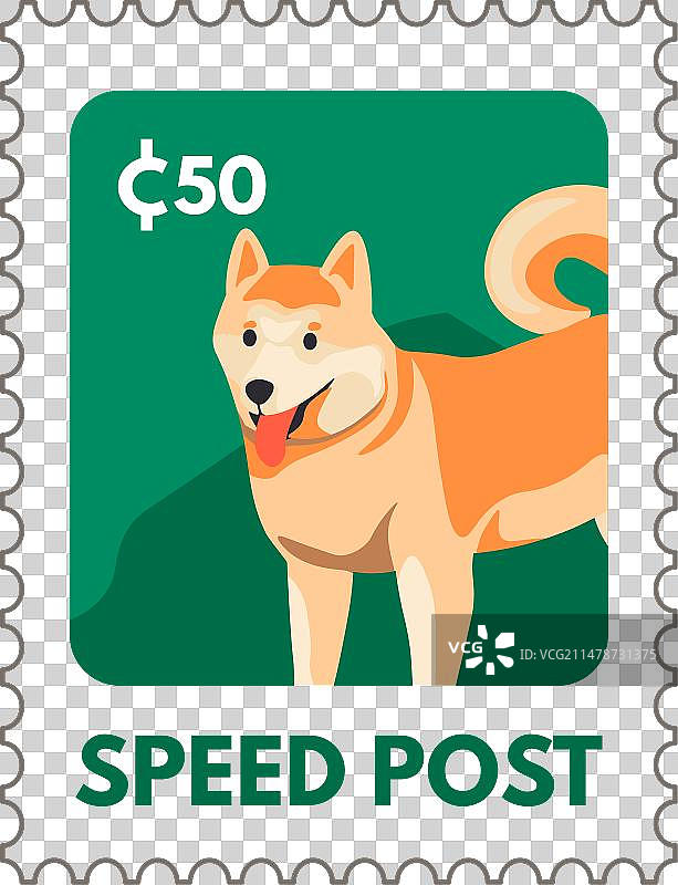 带有秋田犬的邮戳图片素材