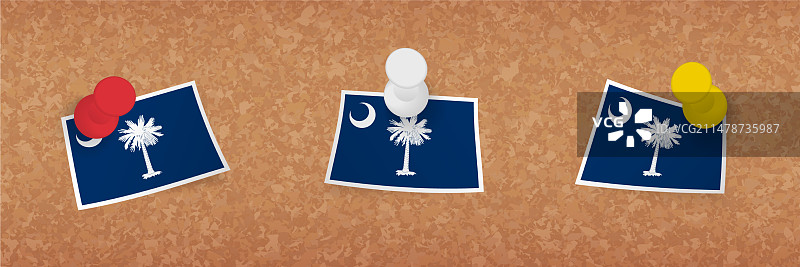 South Carolina州旗软木板钉图图片素材