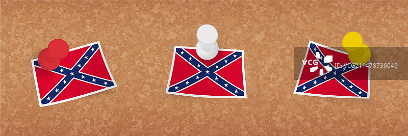 钉在软木板上的南方邦联旗帜图片素材