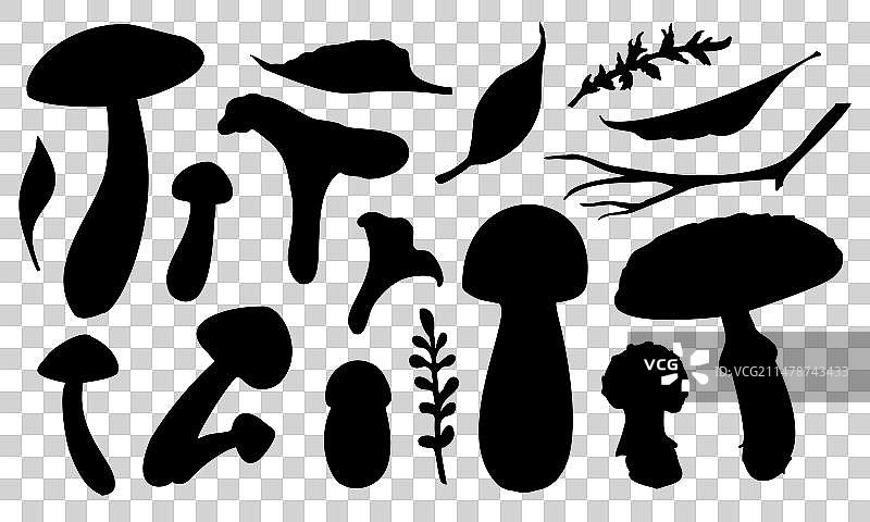 蘑菇剪影合集图片素材