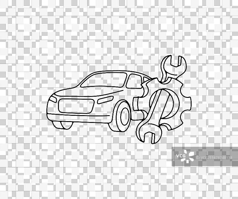 汽车维修店线性图形设计图片素材