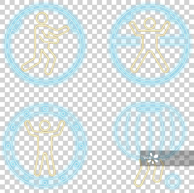 悠波球活动霓虹灯图标集图片素材