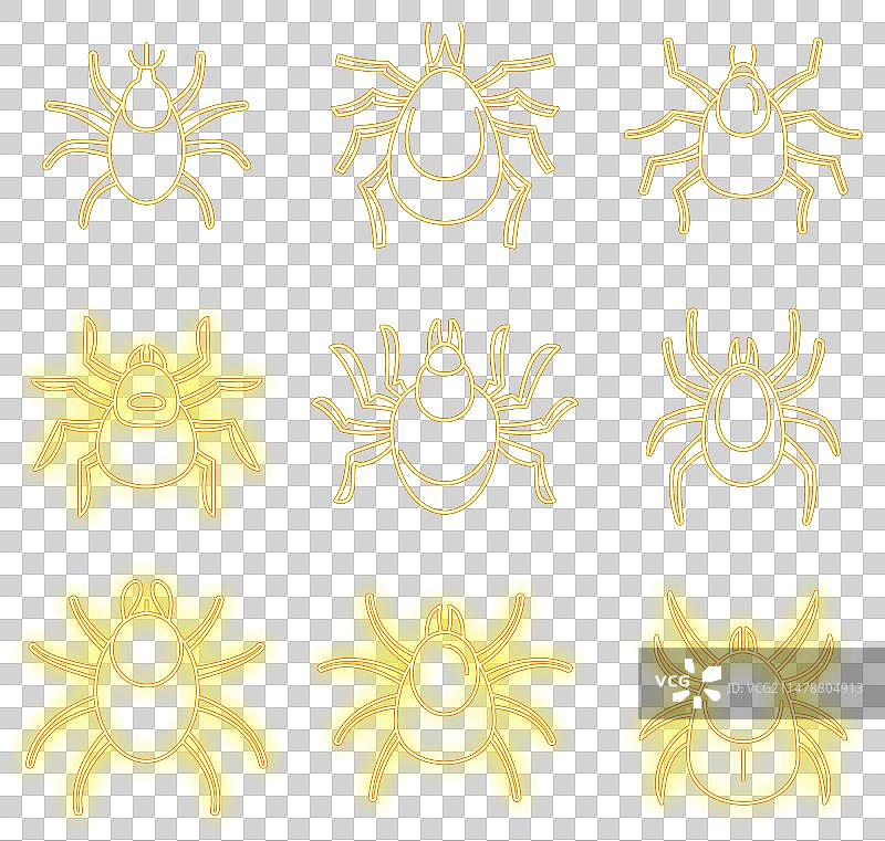 尘螨图标霓虹灯套装图片素材