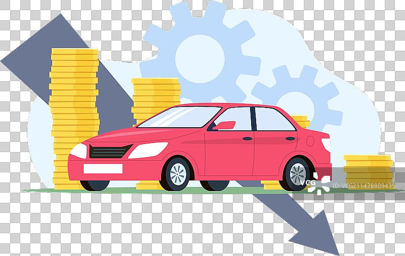 贬值概念：汽车价值降低图片素材