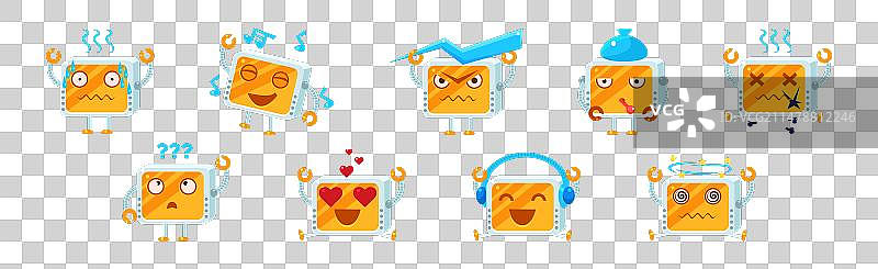 从事不同活动的趣味机器人角色图片素材