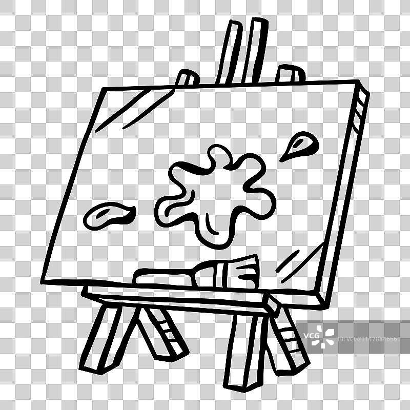 手绘油画布画架笔触图片素材