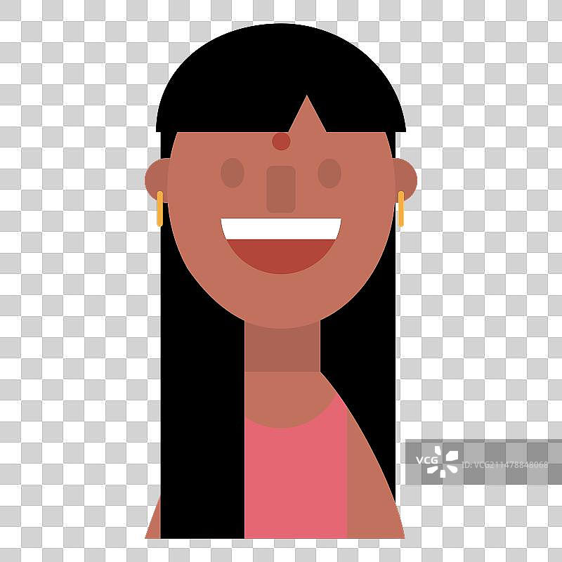 快乐的戴着金色耳环的印度教女人图片素材