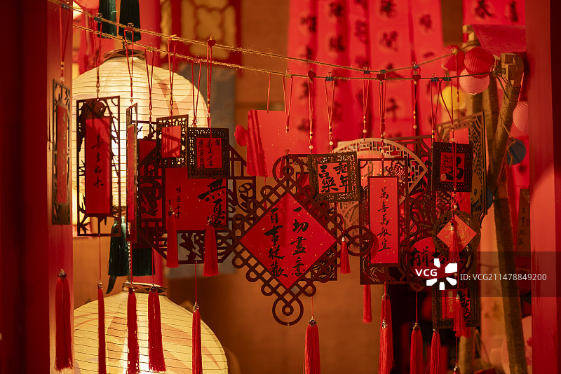 春节氛围的集市图片素材